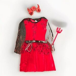 Dark Devil Halloween Costume, Child Size Extra Large, 14-16, Girls Dress Outfit